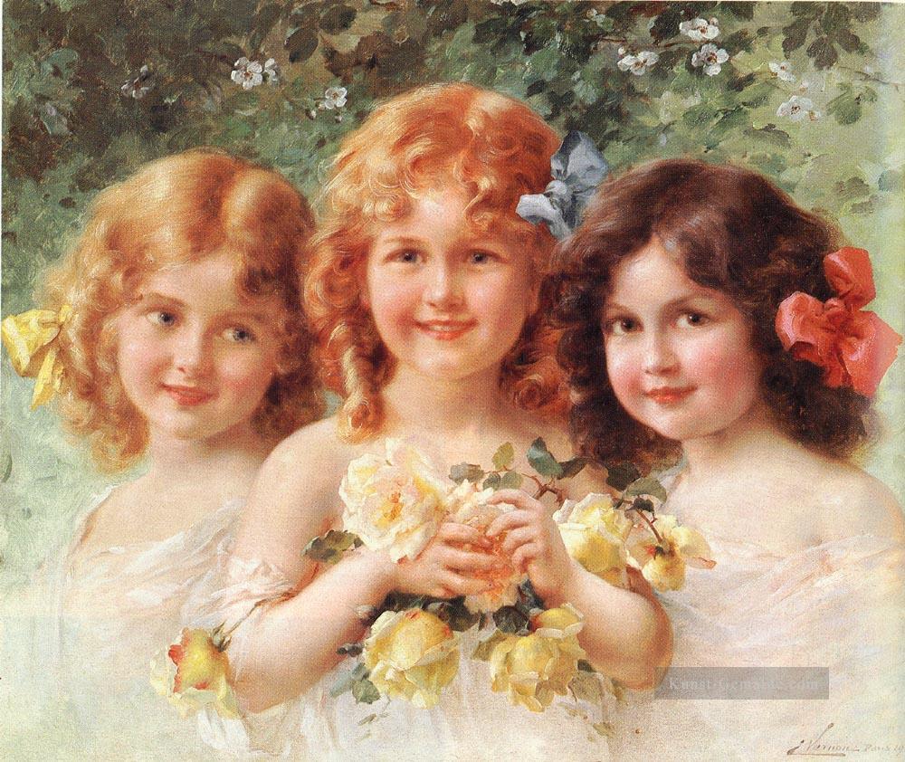 Drei Schwestern Mädchen Emile Vernon Ölgemälde